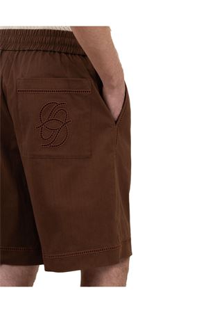Brown cotton blend elasticated shorts DROLE DE MONSIEUR | KBS178CO278BN